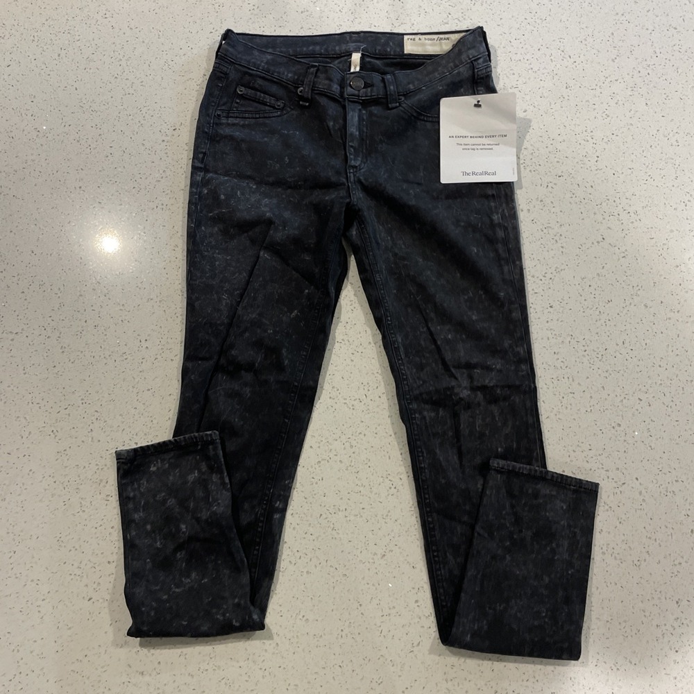 RAG & BONE NWT Made In USA Legging Jeans Women's Size 27 Black Marble Jegging